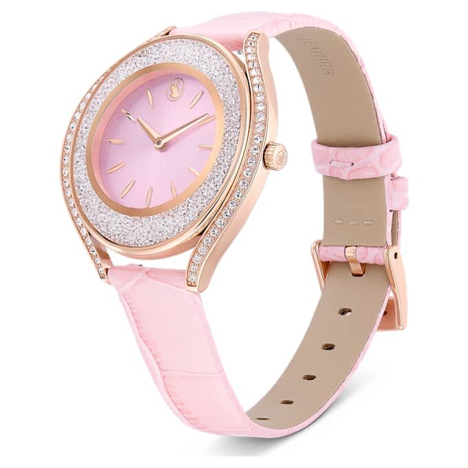 Ρολόι Crystalline Aura Swiss Made, δερμάτινο λουράκι, ροζ, φινίρισμα σε απόχρωση ροζ χρυσού Ρολόι Crystalline Aura Swiss Made, δερμάτινο λουράκι, ροζ, φινίρισμα σε απόχρωση ροζ χρυσού