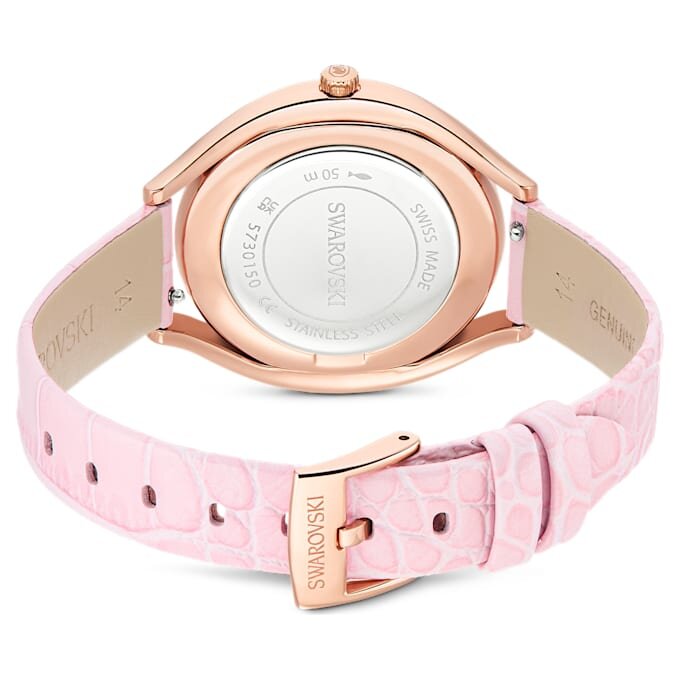 Ρολόι Crystalline Aura Swiss Made, δερμάτινο λουράκι, ροζ, φινίρισμα σε απόχρωση ροζ χρυσού Ρολόι Crystalline Aura Swiss Made, δερμάτινο λουράκι, ροζ, φινίρισμα σε απόχρωση ροζ χρυσού