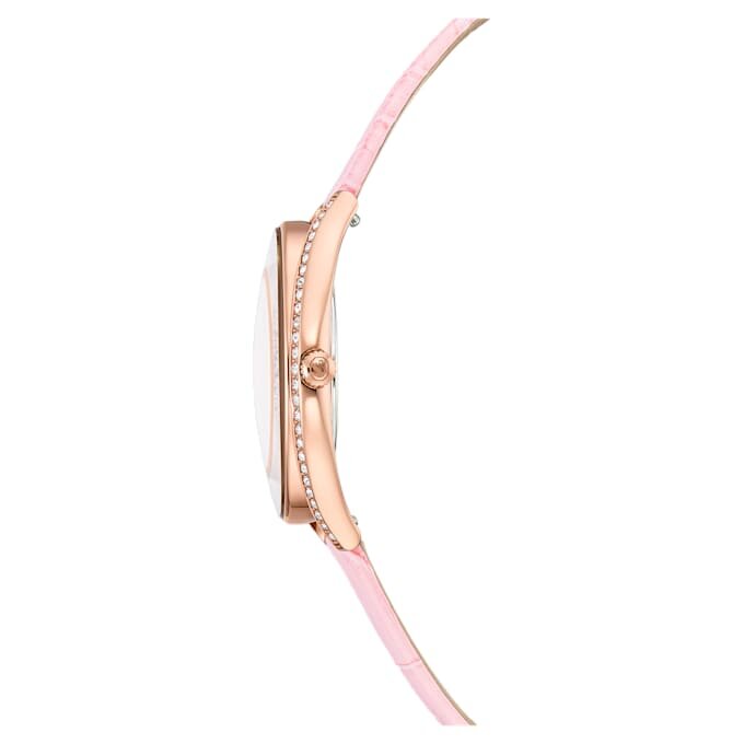 Ρολόι Crystalline Aura Swiss Made, δερμάτινο λουράκι, ροζ, φινίρισμα σε απόχρωση ροζ χρυσού Ρολόι Crystalline Aura Swiss Made, δερμάτινο λουράκι, ροζ, φινίρισμα σε απόχρωση ροζ χρυσού
