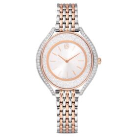 Ρολόι Crystalline Aura Swiss Made, μεταλλικό βραχιόλι, χρώμα ροζ χρυσού, φινίρισμα από μείγμα μετάλλων