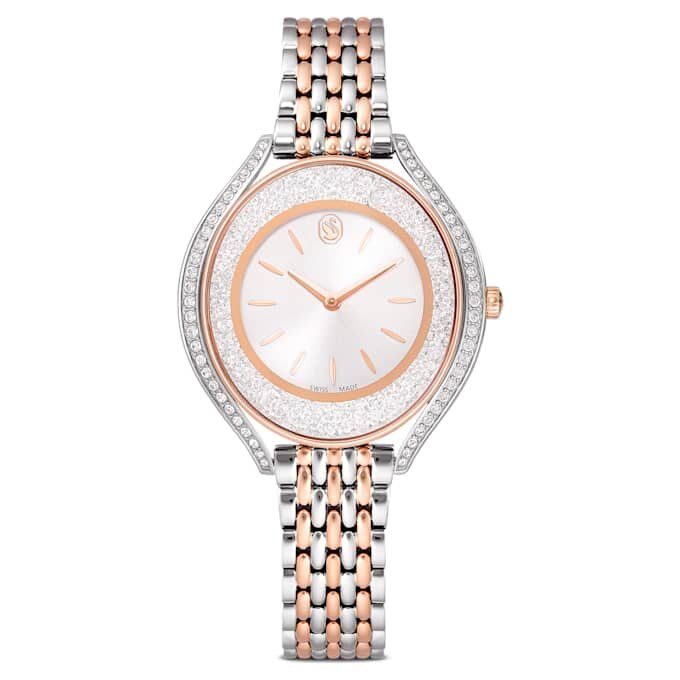 Ρολόι Crystalline Aura Swiss Made, μεταλλικό βραχιόλι, χρώμα ροζ χρυσού, φινίρισμα από μείγμα μετάλλων Ρολόι Crystalline Aura Swiss Made, μεταλλικό βραχιόλι, χρώμα ροζ χρυσού, φινίρισμα από μείγμα μετάλλων
