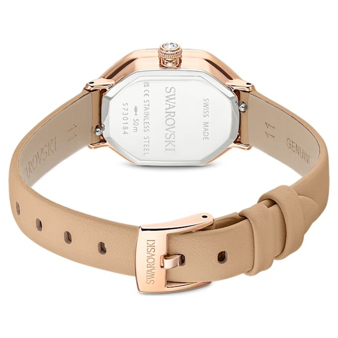 Ρολόι Dextera Octagon Swiss Made, δερμάτινο λουράκι, καφέ, φινίρισμα σε απόχρωση ροζ χρυσού Ρολόι Dextera Octagon Swiss Made, δερμάτινο λουράκι, καφέ, φινίρισμα σε απόχρωση ροζ χρυσού