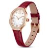Ρολόι Dextera Octagon Swiss Made, δερμάτινο λουράκι, κόκκινο, φινίρισμα σε απόχρωση ροζ χρυσού