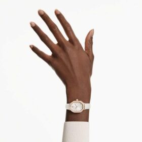 Ρολόι Dextera Octagon Swiss Made, δερμάτινο λουράκι, λευκό, φινίρισμα σε απόχρωση ροζ χρυσού