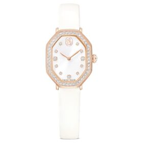 Ρολόι Dextera Octagon Swiss Made, δερμάτινο λουράκι, λευκό, φινίρισμα σε απόχρωση ροζ χρυσού