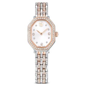 Ρολόι Dextera Octagon Swiss Made, μεταλλικό βραχιόλι, ασημί απόχρωση, φινίρισμα σε απόχρωση ροζ χρυσού