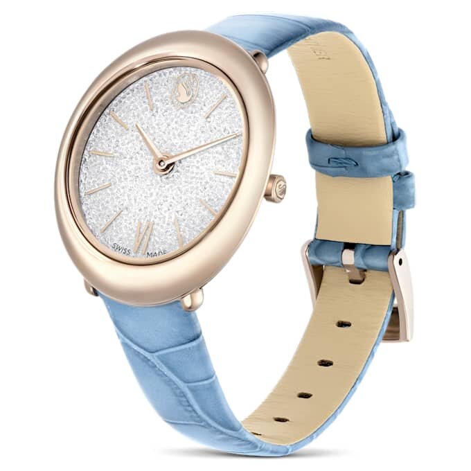 Ρολόι Imber Oval Swiss Made, δερμάτινο λουράκι, μπλε, φινίρισμα σε χρώμα σαμπάνιας-χρυσού Ρολόι Imber Oval Swiss Made, δερμάτινο λουράκι, μπλε, φινίρισμα σε χρώμα σαμπάνιας-χρυσού