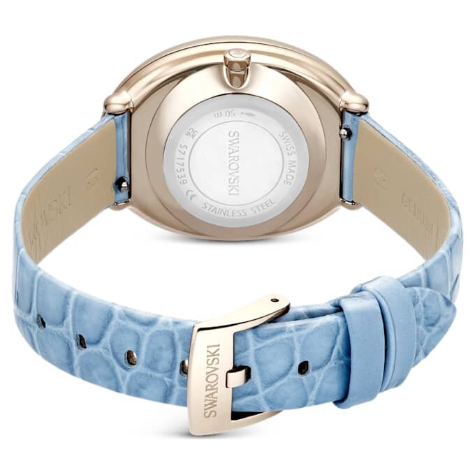 Ρολόι Imber Oval Swiss Made, δερμάτινο λουράκι, μπλε, φινίρισμα σε χρώμα σαμπάνιας-χρυσού Ρολόι Imber Oval Swiss Made, δερμάτινο λουράκι, μπλε, φινίρισμα σε χρώμα σαμπάνιας-χρυσού