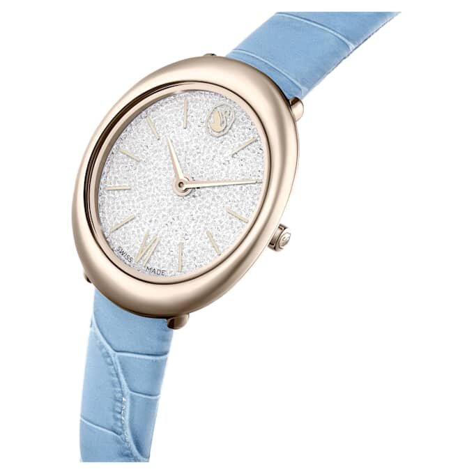 Ρολόι Imber Oval Swiss Made, δερμάτινο λουράκι, μπλε, φινίρισμα σε χρώμα σαμπάνιας-χρυσού Ρολόι Imber Oval Swiss Made, δερμάτινο λουράκι, μπλε, φινίρισμα σε χρώμα σαμπάνιας-χρυσού
