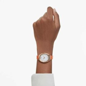 Ρολόι Imber Oval Swiss Made, δερμάτινο λουράκι, πορτοκαλί, φινίρισμα σε απόχρωση ροζ χρυσού