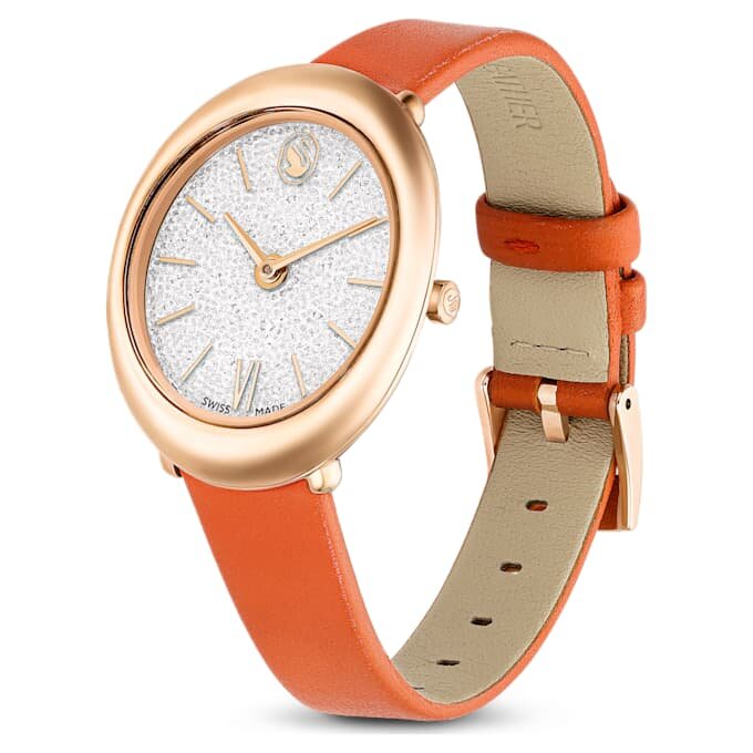 Ρολόι Imber Oval Swiss Made, δερμάτινο λουράκι, πορτοκαλί, φινίρισμα σε απόχρωση ροζ χρυσού Ρολόι Imber Oval Swiss Made, δερμάτινο λουράκι, πορτοκαλί, φινίρισμα σε απόχρωση ροζ χρυσού