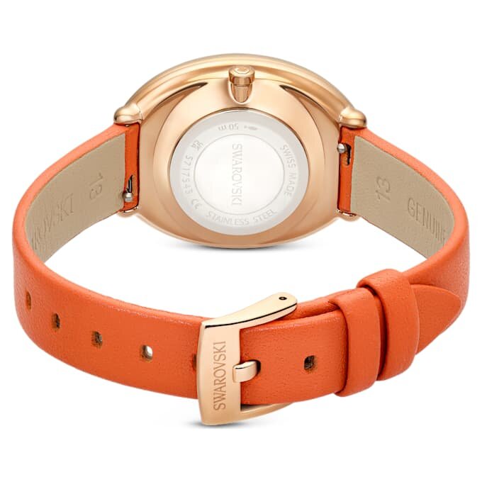 Ρολόι Imber Oval Swiss Made, δερμάτινο λουράκι, πορτοκαλί, φινίρισμα σε απόχρωση ροζ χρυσού Ρολόι Imber Oval Swiss Made, δερμάτινο λουράκι, πορτοκαλί, φινίρισμα σε απόχρωση ροζ χρυσού