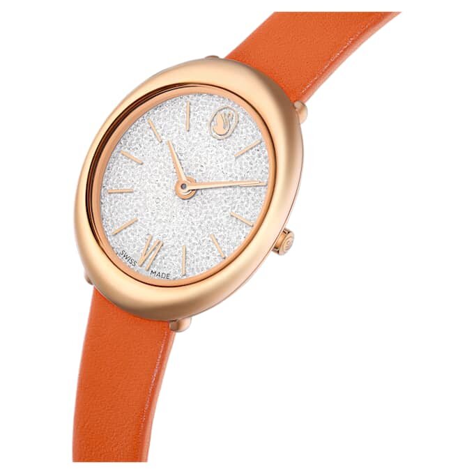 Ρολόι Imber Oval Swiss Made, δερμάτινο λουράκι, πορτοκαλί, φινίρισμα σε απόχρωση ροζ χρυσού Ρολόι Imber Oval Swiss Made, δερμάτινο λουράκι, πορτοκαλί, φινίρισμα σε απόχρωση ροζ χρυσού
