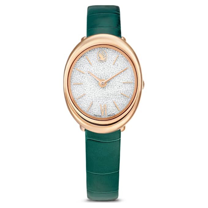 Ρολόι Imber Oval Swiss Made, δερμάτινο λουράκι, πράσινο, φινίρισμα σε απόχρωση ροζ χρυσού Ρολόι Imber Oval Swiss Made, δερμάτινο λουράκι, πράσινο, φινίρισμα σε απόχρωση ροζ χρυσού