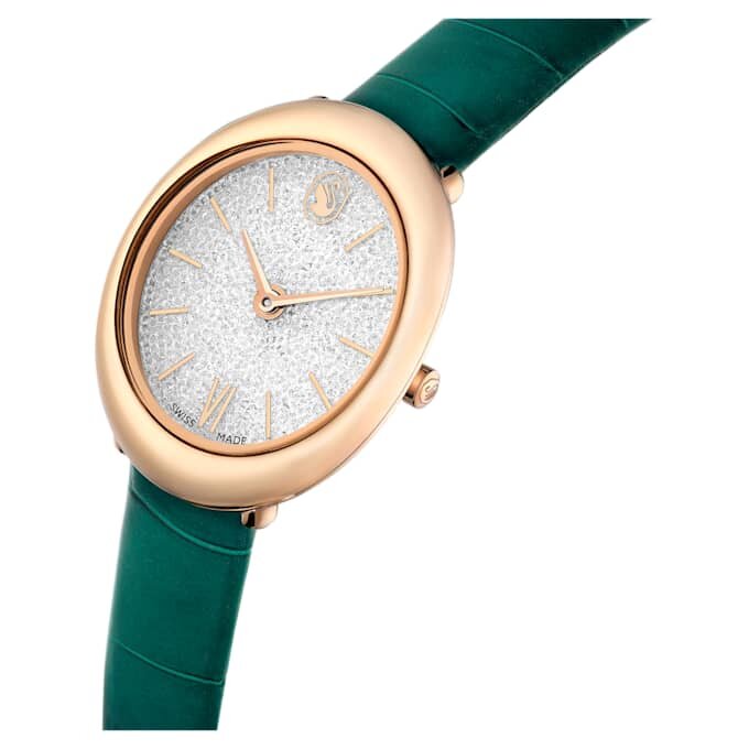 Ρολόι Imber Oval Swiss Made, δερμάτινο λουράκι, πράσινο, φινίρισμα σε απόχρωση ροζ χρυσού Ρολόι Imber Oval Swiss Made, δερμάτινο λουράκι, πράσινο, φινίρισμα σε απόχρωση ροζ χρυσού