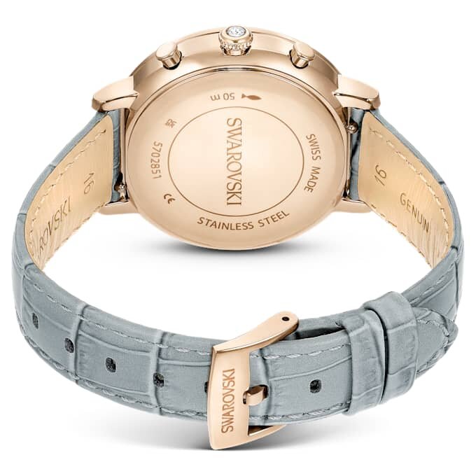 Ρολόι Matrix Tennis Chrono Swiss Made, δερμάτινο λουράκι, γκρι, φινίρισμα χρώματος σαμπάνιας-χρυσού Ρολόι Matrix Tennis Chrono Swiss Made, δερμάτινο λουράκι, γκρι, φινίρισμα χρώματος σαμπάνιας-χρυσού