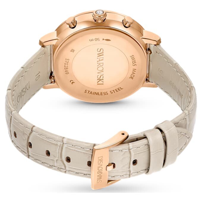Ρολόι Matrix Tennis Chrono Swiss Made, δερμάτινο λουράκι, μπεζ, φινίρισμα σε απόχρωση ροζ χρυσού Ρολόι Matrix Tennis Chrono Swiss Made, δερμάτινο λουράκι, μπεζ, φινίρισμα σε απόχρωση ροζ χρυσού