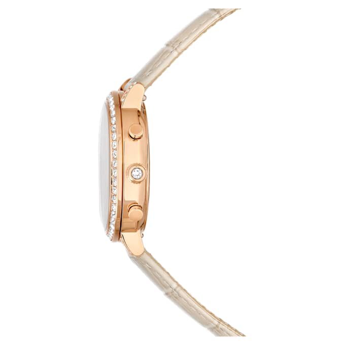 Ρολόι Matrix Tennis Chrono Swiss Made, δερμάτινο λουράκι, μπεζ, φινίρισμα σε απόχρωση ροζ χρυσού Ρολόι Matrix Tennis Chrono Swiss Made, δερμάτινο λουράκι, μπεζ, φινίρισμα σε απόχρωση ροζ χρυσού