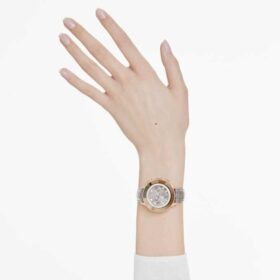 Ρολόι Octea Chrono Swiss Made, δερμάτινο λουράκι, γκρι, φινίρισμα σε απόχρωση ροζ χρυσού