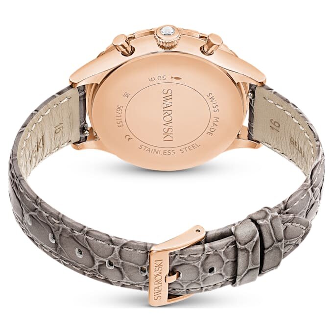 Ρολόι Octea Chrono Swiss Made, δερμάτινο λουράκι, γκρι, φινίρισμα σε απόχρωση ροζ χρυσού Ρολόι Octea Chrono Swiss Made, δερμάτινο λουράκι, γκρι, φινίρισμα σε απόχρωση ροζ χρυσού