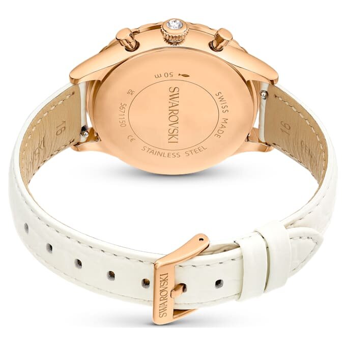 Ρολόι Octea Chrono Swiss Made, δερμάτινο λουράκι, λευκό, φινίρισμα σε απόχρωση ροζ χρυσού Ρολόι Octea Chrono Swiss Made, δερμάτινο λουράκι, λευκό, φινίρισμα σε απόχρωση ροζ χρυσού
