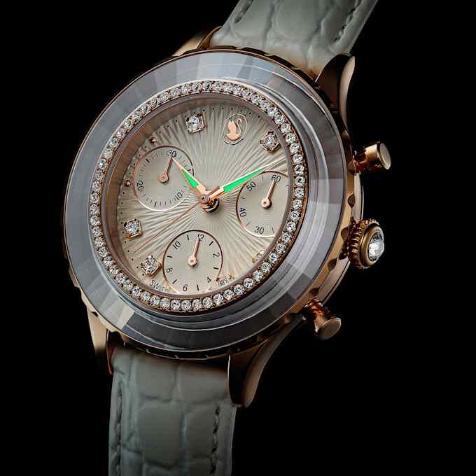 Ρολόι Octea Chrono Swiss Made, δερμάτινο λουράκι, λευκό, φινίρισμα σε απόχρωση ροζ χρυσού Ρολόι Octea Chrono Swiss Made, δερμάτινο λουράκι, λευκό, φινίρισμα σε απόχρωση ροζ χρυσού