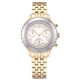 Ρολόι Octea Chrono Swiss Made, μεταλλικό βραχιόλι, χρυσό χρώμα, φινίρισμα σε χρώμα σαμπάνιας