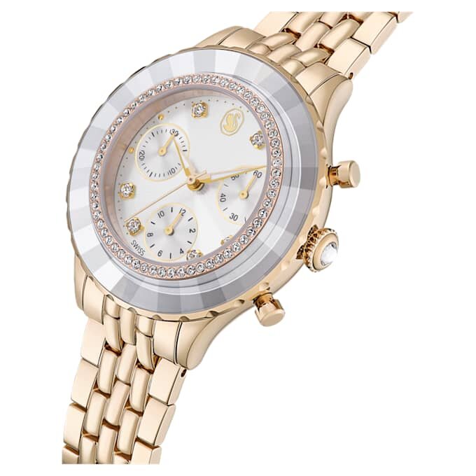 Ρολόι Octea Chrono Swiss Made, μεταλλικό βραχιόλι, χρυσό χρώμα, φινίρισμα σε χρώμα σαμπάνιας Ρολόι Octea Chrono Swiss Made, μεταλλικό βραχιόλι, χρυσό χρώμα, φινίρισμα σε χρώμα σαμπάνιας