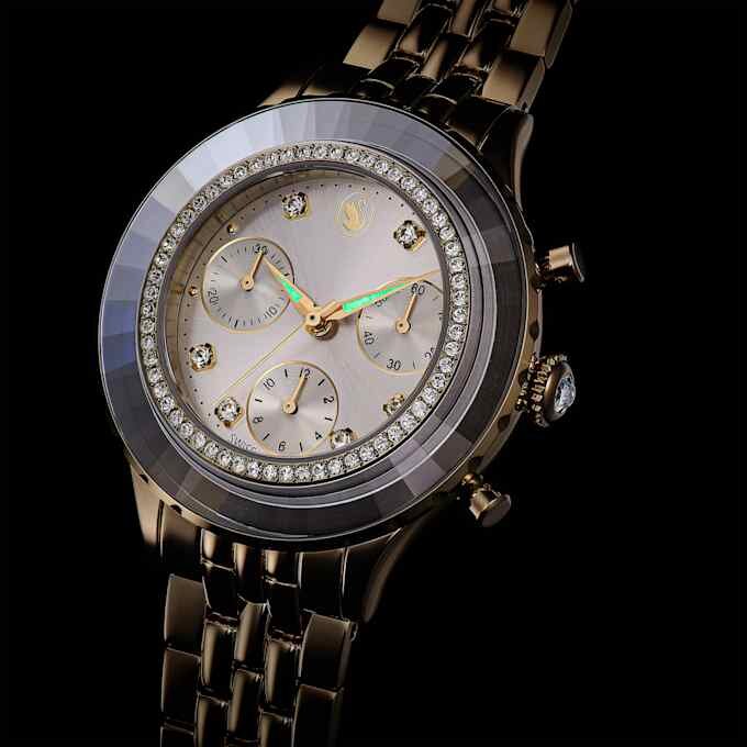 Ρολόι Octea Chrono Swiss Made, μεταλλικό βραχιόλι, χρυσό χρώμα, φινίρισμα σε χρώμα σαμπάνιας Ρολόι Octea Chrono Swiss Made, μεταλλικό βραχιόλι, χρυσό χρώμα, φινίρισμα σε χρώμα σαμπάνιας