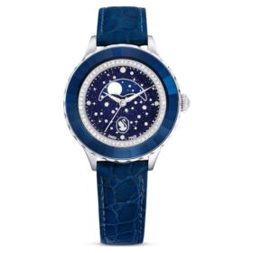 Ρολόι Octea Moon Swiss Made, Φεγγάρι, Δερμάτινο λουράκι, Μπλε, Ανοξείδωτο ατσάλι