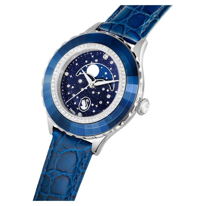 Ρολόι Octea Moon Swiss Made, Φεγγάρι, Δερμάτινο λουράκι, Μπλε, Ανοξείδωτο ατσάλι Ρολόι Octea Moon Swiss Made, Φεγγάρι, Δερμάτινο λουράκι, Μπλε, Ανοξείδωτο ατσάλι