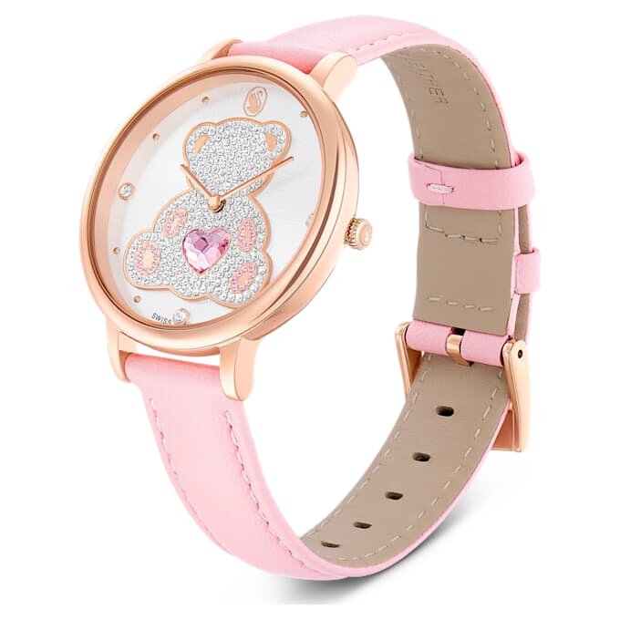 Ρολόι Teddy Swiss Made, δερμάτινο λουράκι, ροζ, φινίρισμα σε απόχρωση ροζ χρυσού Ρολόι Teddy Swiss Made, δερμάτινο λουράκι, ροζ, φινίρισμα σε απόχρωση ροζ χρυσού