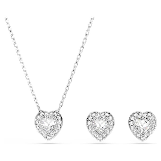 Σετ Ariana Grande X Swarovski με ανάμεικτα κοψίματα, καρδιά, λευκό, επιμεταλλωμένο με ρόδιο Σετ Ariana Grande X Swarovski με ανάμεικτα κοψίματα, καρδιά, λευκό, επιμεταλλωμένο με ρόδιο