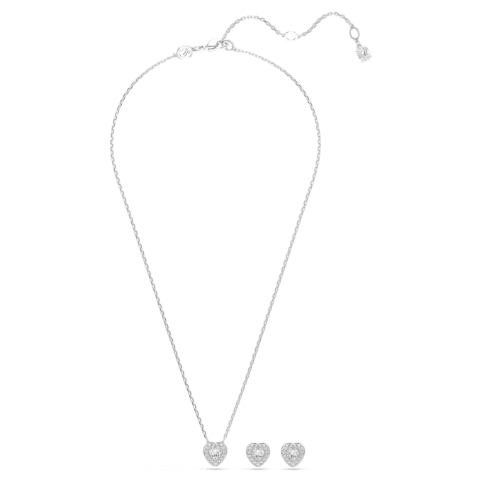 Σετ Ariana Grande X Swarovski με ανάμεικτα κοψίματα, καρδιά, λευκό, επιμεταλλωμένο με ρόδιο Σετ Ariana Grande X Swarovski με ανάμεικτα κοψίματα, καρδιά, λευκό, επιμεταλλωμένο με ρόδιο