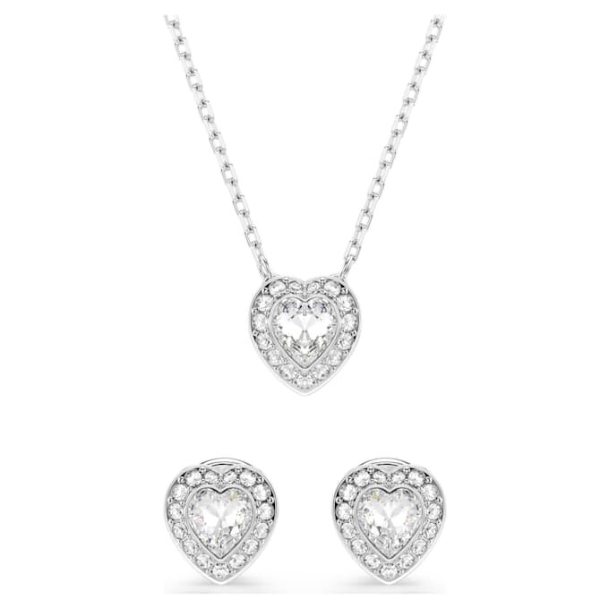 Σετ Ariana Grande X Swarovski με ανάμεικτα κοψίματα, καρδιά, λευκό, επιμεταλλωμένο με ρόδιο Σετ Ariana Grande X Swarovski με ανάμεικτα κοψίματα, καρδιά, λευκό, επιμεταλλωμένο με ρόδιο