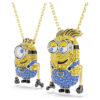 Σετ Minions James και Henry με παβέ, πολύχρωμο, επιχρυσωμένο