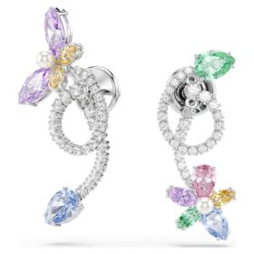 Σκουλαρίκια Ariana Grande X Swarovski με «Ear Jacket» και ποικίλες κοπές, λιβελλούλα, λουλούδι, πολύχρωμα, επιροδιωμένα