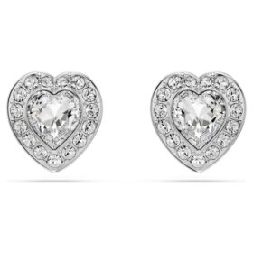 Σκουλαρίκια Ariana Grande X Swarovski με κρύσταλλα διαφόρων κοπών, σε σχήμα καρδιάς, λευκά, επιχρυσωμένα με ρόδιο