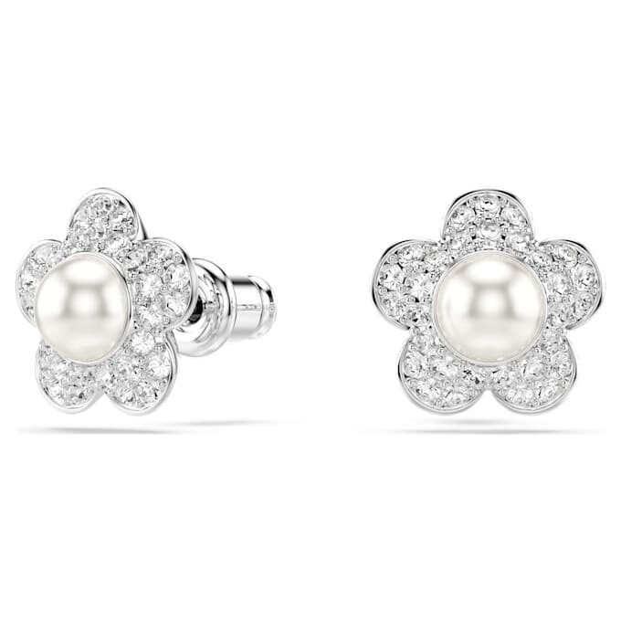 Σκουλαρίκια Ariana Grande X Swarovski με κρύσταλλο σε σχήμα μαργαριταριού, στρογγυλή κοπή, λουλούδι, λευκό, επιροδιωμένα Σκουλαρίκια Ariana Grande X Swarovski με κρύσταλλο σε σχήμα μαργαριταριού, στρογγυλή κοπή, λουλούδι, λευκό, επιροδιωμένα