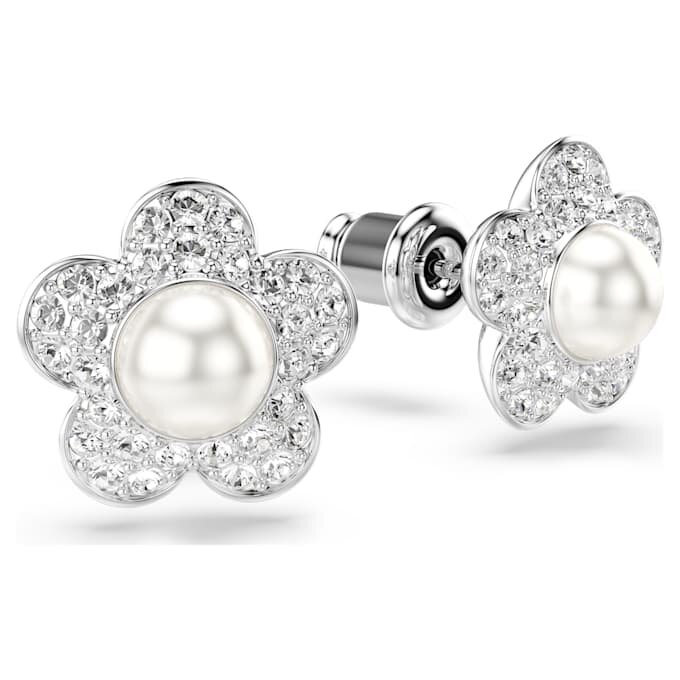Σκουλαρίκια Ariana Grande X Swarovski με κρύσταλλο σε σχήμα μαργαριταριού, στρογγυλή κοπή, λουλούδι, λευκό, επιροδιωμένα Σκουλαρίκια Ariana Grande X Swarovski με κρύσταλλο σε σχήμα μαργαριταριού, στρογγυλή κοπή, λουλούδι, λευκό, επιροδιωμένα