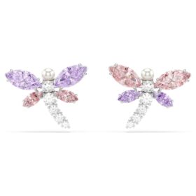 Σκουλαρίκια Ariana Grande X Swarovski με μικτή κοπή, λιβελλούλα, πολύχρωμα, επιροδιωμένα