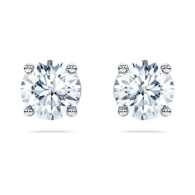 Σκουλαρίκια Eternity Solitaire με διαμάντια εργαστηριακής καλλιέργειας 2 Ct Tw, στρογγυλό σχήμα, λευκόχρυσο 14K