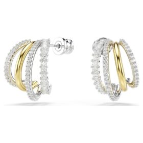 Σκουλαρίκια Hyperbola Hoop με μικτές κοπές, μίνι, λευκά, με μικτή μεταλλική φινίρισμα