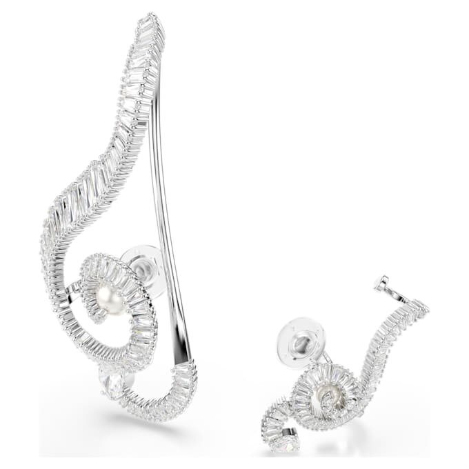 Σκουλαρίκια με κλιπ Ariana Grande X Swarovski, ασύμμετρο σχέδιο, κρυστάλλινη πέρλα, κοπή μπαγκέτ, λευκό, επιμεταλλωμένα με ρόδιο Σκουλαρίκια με κλιπ Ariana Grande X Swarovski, ασύμμετρο σχέδιο, κρυστάλλινη πέρλα, κοπή μπαγκέτ, λευκό, επιμεταλλωμένα με ρόδιο