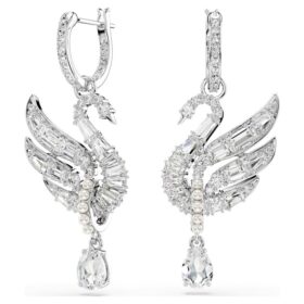 Σκουλαρίκια «Swan» Swan, Λευκά, Με επίστρωση ροδίου