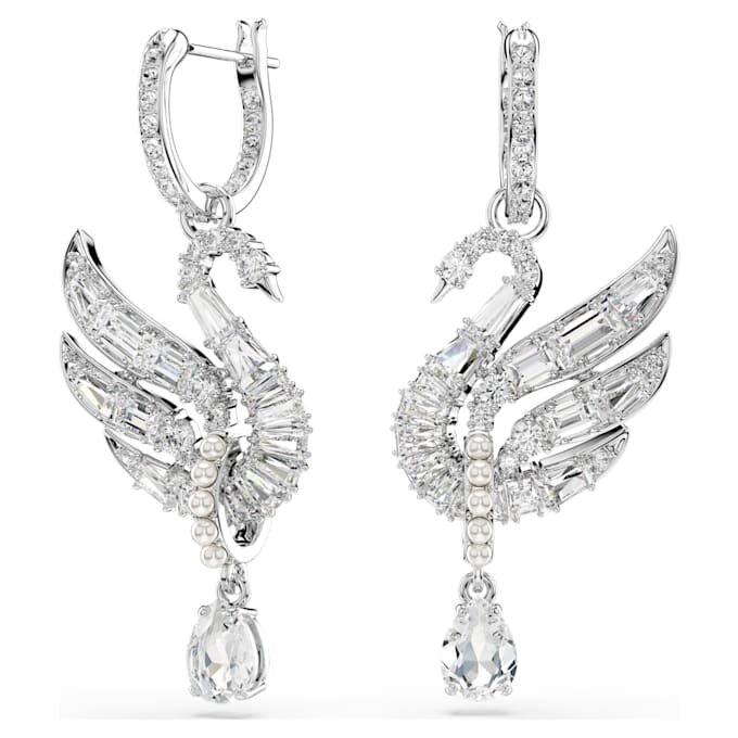 Σκουλαρίκια «Swan» Swan, Λευκά, Με επίστρωση ροδίου Σκουλαρίκια «Swan» Swan, Λευκά, Με επίστρωση ροδίου