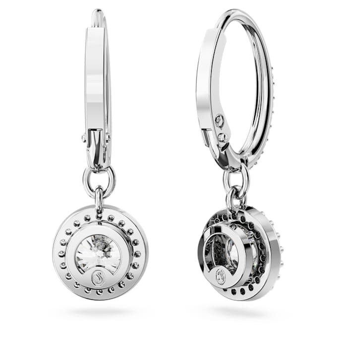 Σκουλαρίκια Una Angelic Drop με στρογγυλή κοπή, παβέ, λευκά, επιροδιωμένα Σκουλαρίκια Una Angelic Drop με στρογγυλή κοπή, παβέ, λευκά, επιροδιωμένα