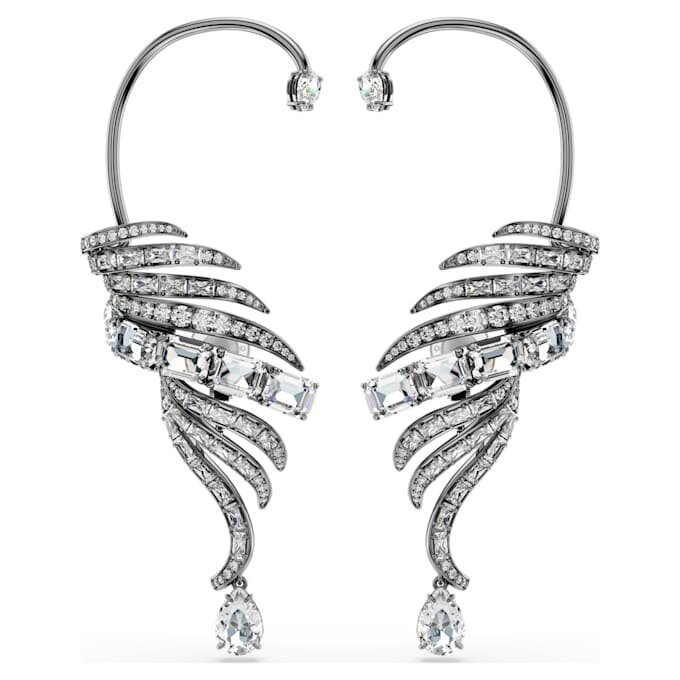 Συλλογή Vienna: Σκουλαρίκια τύπου «ear cuff» με φτερό, μεγάλα, λευκά, με επίστρωση ρουθηνίου Συλλογή Vienna: Σκουλαρίκια τύπου «ear cuff» με φτερό, μεγάλα, λευκά, με επίστρωση ρουθηνίου