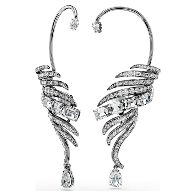 Συλλογή Vienna: Σκουλαρίκια τύπου «ear cuff» με φτερό, μεγάλα, λευκά, με επίστρωση ρουθηνίου Συλλογή Vienna: Σκουλαρίκια τύπου «ear cuff» με φτερό, μεγάλα, λευκά, με επίστρωση ρουθηνίου
