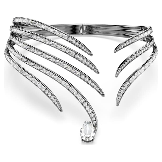 Το κολιέ τύπου choker «Feather» της συλλογής Vienna, λευκό, με επίστρωση ρουθηνίου Το κολιέ τύπου choker «Feather» της συλλογής Vienna, λευκό, με επίστρωση ρουθηνίου